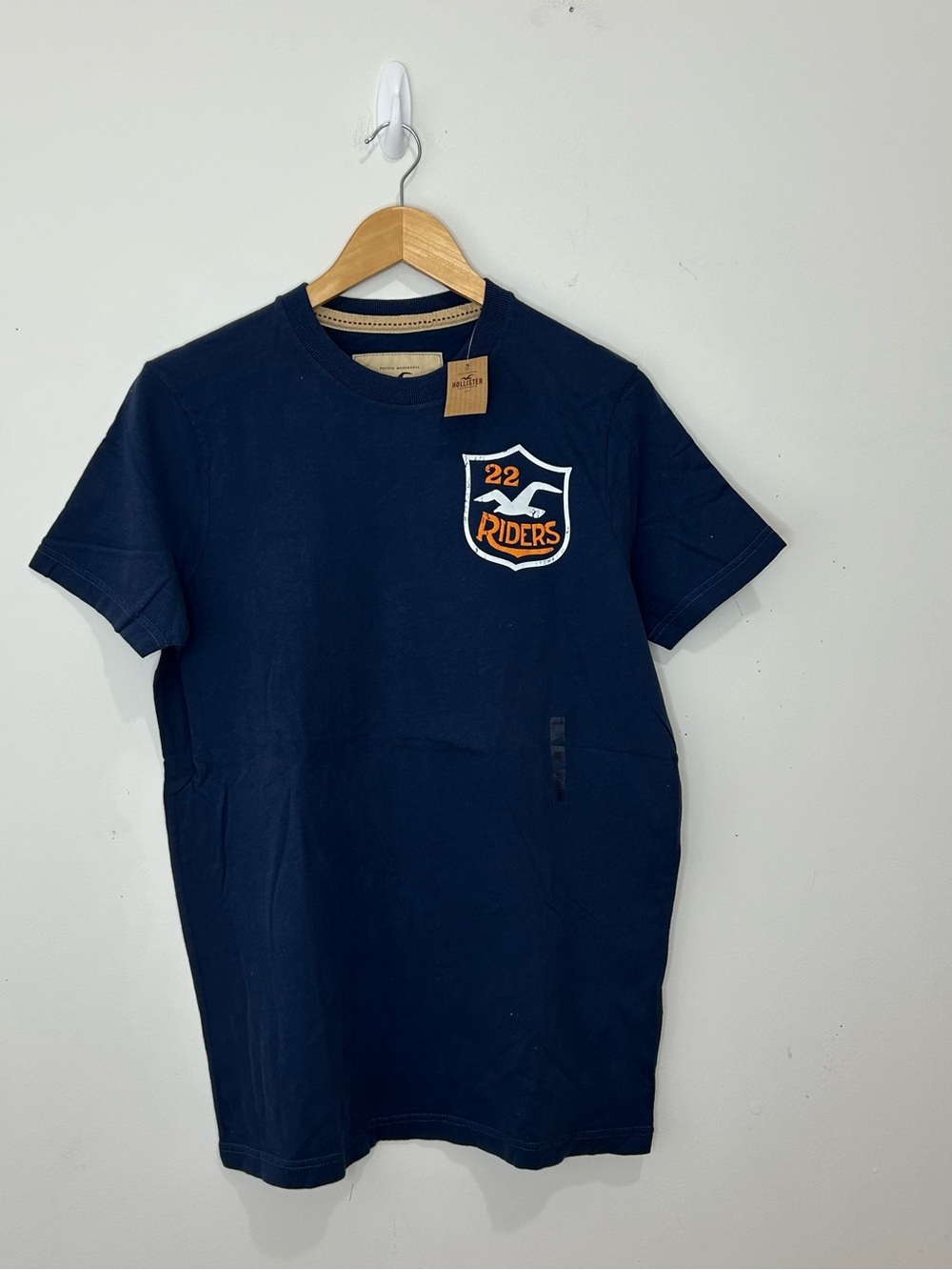 Hollister Mens Blue Graphic Print Crew Neck Short Sleeve Knit Cotton T Shirt M